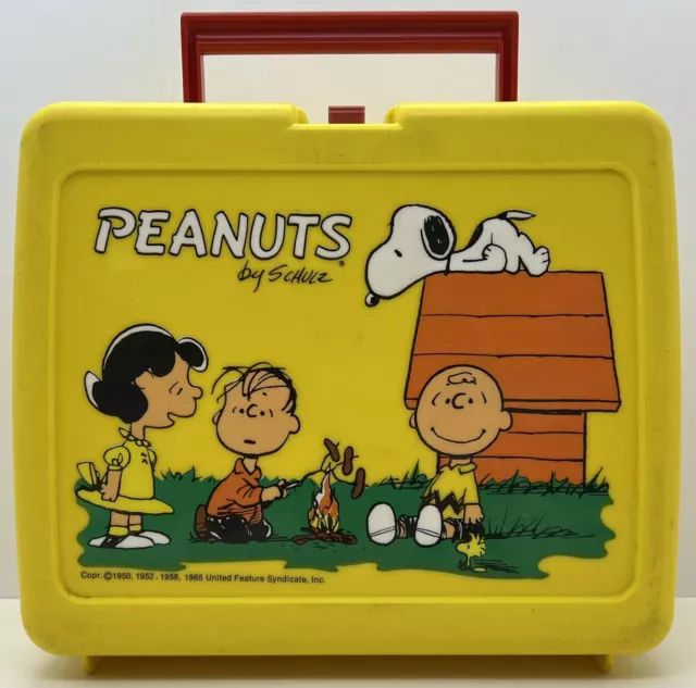 VTG 1965 Peanuts LunchBox Snoopy Charlie Brown Linus Woodstock Schulz Thermos