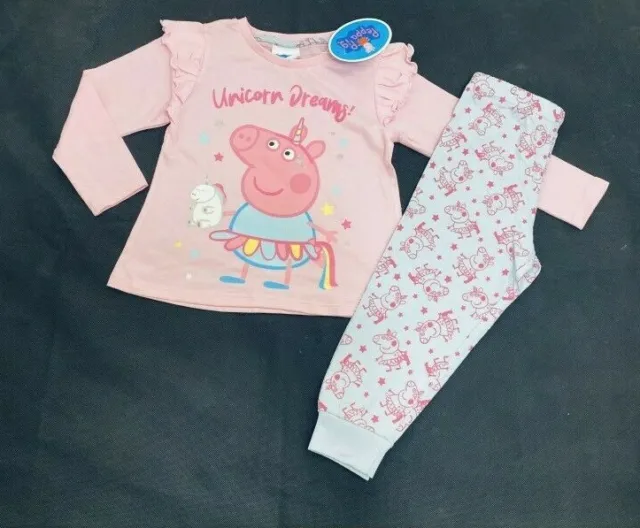 Peppa Pig Girls Pink Unicorn Dream Pyjamas Pjs Sleepwear Age 18/24 & 2 3 4 5 6