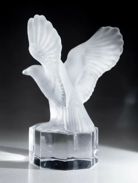 Frosted Crystal Glass Eagle, Paperweight, Goebel, Octagonal Base, W Germany.