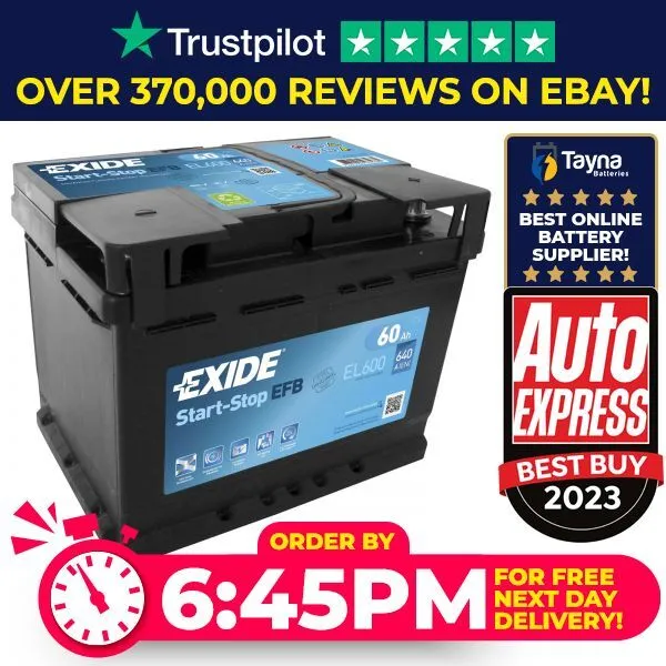 EXIDE 027 EFB Car Battery 60Ah EL600 £92.22 - PicClick UK