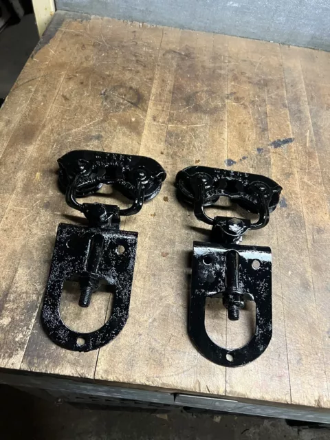 Original Myers Adjustable Sure Grip Stay On Cast Iron Barn Door Rollers Hangers