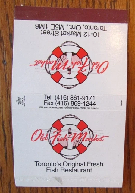 Toronto, Ontario Matchbox Cover: Old Fish Market Empty Matchcover -C15