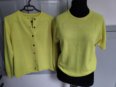 PUR VINTAGE ancien gilet et haut jaune coordonnée T38? B21