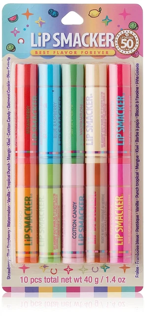 Lip Smacker Original & Best 10 Piece Lip Balm Party Pack Oatmeal Tropical Colada
