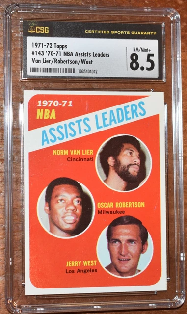 1971-72 Topps #143 '70-71 Assist Leaders Van Lier Robertson West CSG 8.5 NM/Mnt+
