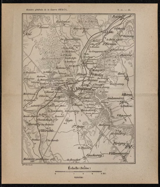 1898ca - Bataille de Vendôme (Loir-et-Cher) - Carte de la guerre 1870