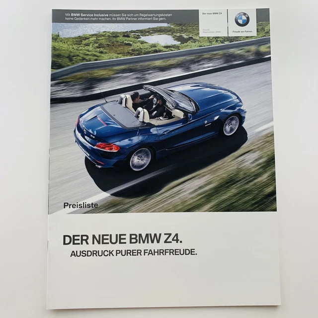 BMW Z4 ORIG brochure price list price list 24p A4 09/2009 DE £13.74