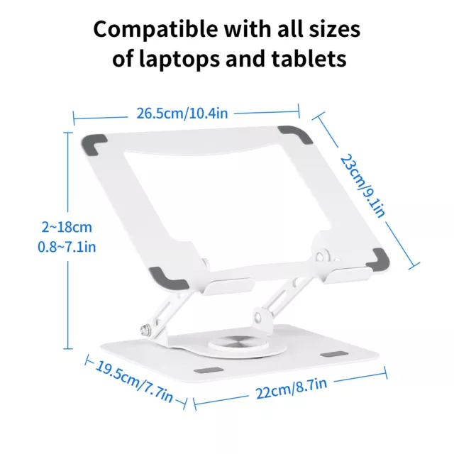 360° Rotating Metal Foldable Laptop Desktop Stand Adjustable Holder Desk Tablet