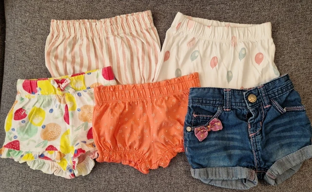 Pantaloncini bambina pacchetto 3-6 mesi vacanze estive fiocco a arricciacapelli in denim fiocco (403)
