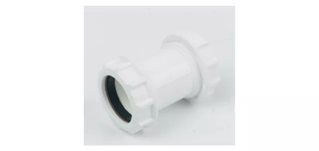 FLOPLAST 32mm 1.1/4" WHITE STRAIGHT COUPLING COUPLER CONNECTOR COMPRESSION WASTE