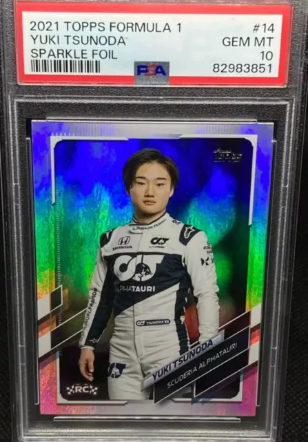 2021 Topps Formula 1 Yuki Tsunoda RC PSA 10 Sparkle Foil Rookie Card #14 - F1