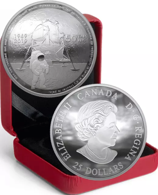 1969-2019 Apollo 11 Moon Landing 50th Anniversary $25 Silver Proof Coin Canada