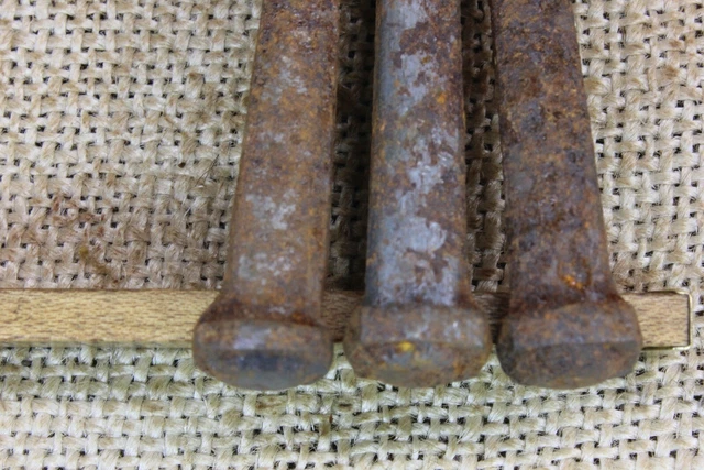 4 1/2” Old Spikes 3 SQUARE NAILS Common Rosehead Med Dimple vintage Crucifixion 4