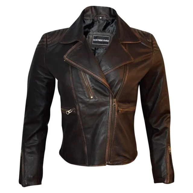 Women's 100% Real Lambskin Leather Biker Jacket Black Motorcycle Quilted Jacket
