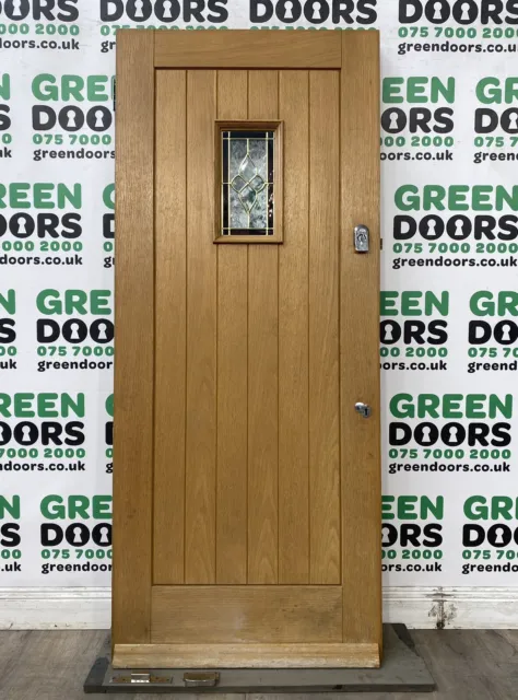 Wooden Front Door External Exterior Oak Veneer Used Brown Hardwood Triple Glazed