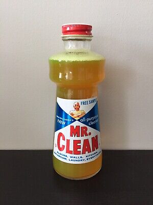 Vintage 1950's Mr. Clean Procter & Gamble NOS Full Cleaner Advertising Bottle