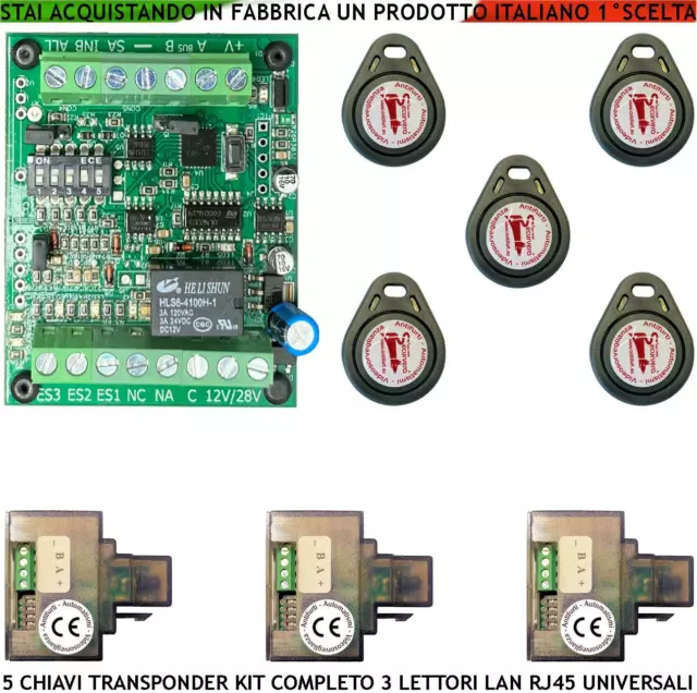 Chiave Elettronica Prossimità 12 Vcc Antifurti Sicurezza Kit 5 Chiavi 3 Lettori