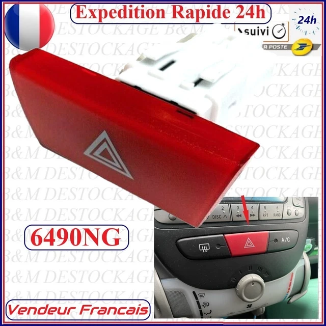 Bouton de warning PEUGEOT 107 PHASE 2 6490NG Bouton de warning PEUGEOT 107 PHASE 2 6490NG