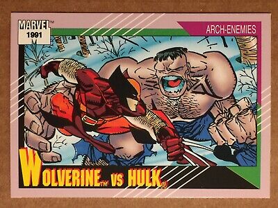 1991 Marvel Comics Impel Trading Card #108 Wolverine vs. Hulk. Vintage