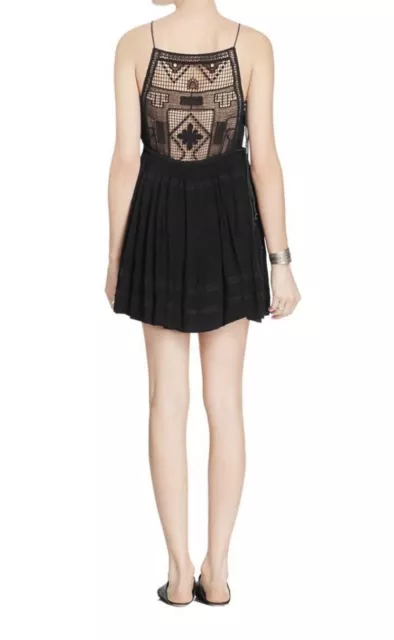 Free People Emily Size S Crocheted Illusion Fit and Flare Dress Black 3