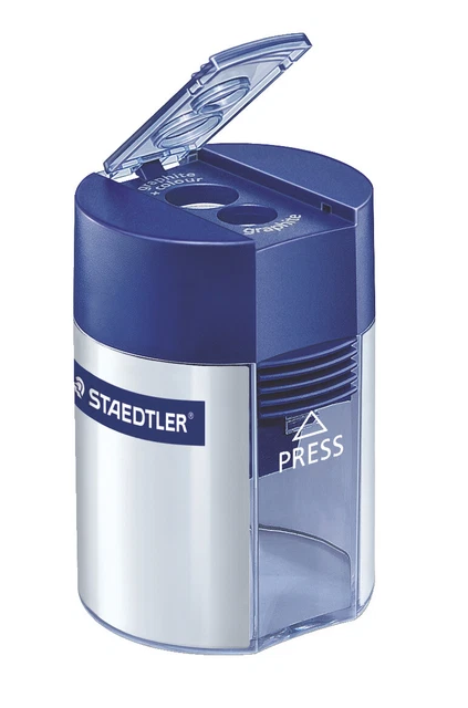 Staedtler Dual Hole Pencil Sharpener, Silver/Blue