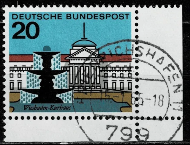Bund MiNr.  420 Eckrand mit Formnummer, FN 0 A gestempelt, Wiesbaden
