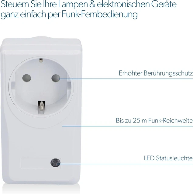 Kit Interruttore Wireless Unitec - 3 Prese + 1 Telecomando, Bianco - Foto 2