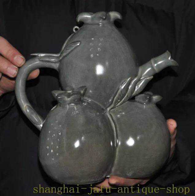 8.4" Old China Song Dynasty Yue kiln porcelain pomegranate Wine Tea Pot Flagon