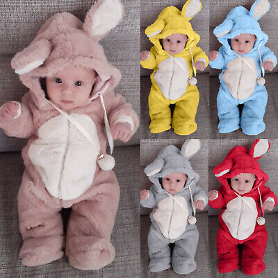 Newborn Baby Boy Girl Kids Hooded Romper Jumpsuit Bodysuit Clothes Outfits.