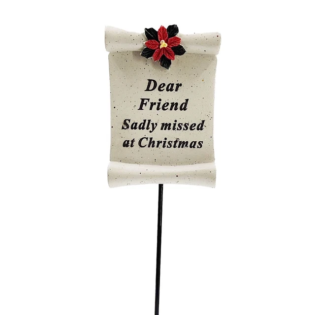 Friend Christmas Xmas Poinsettia Flower Memorial Tribute Stick Graveside Plaque