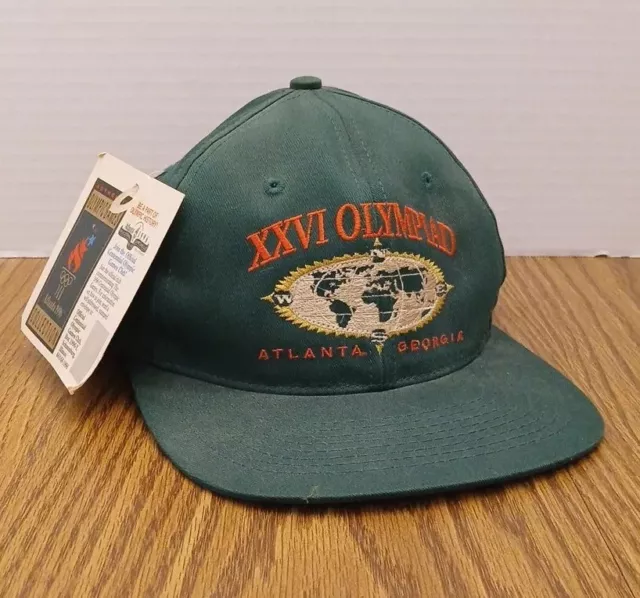 1996 Hanes XXVI Olympiad Atlanta Georgia Green Olympic Snapback Hat New W/Tags