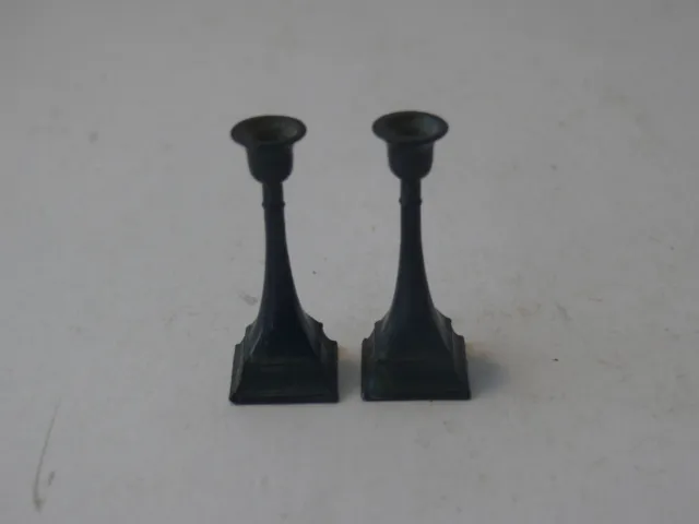 Vintage Pair Miniature Doll House Spelter Candle Holders