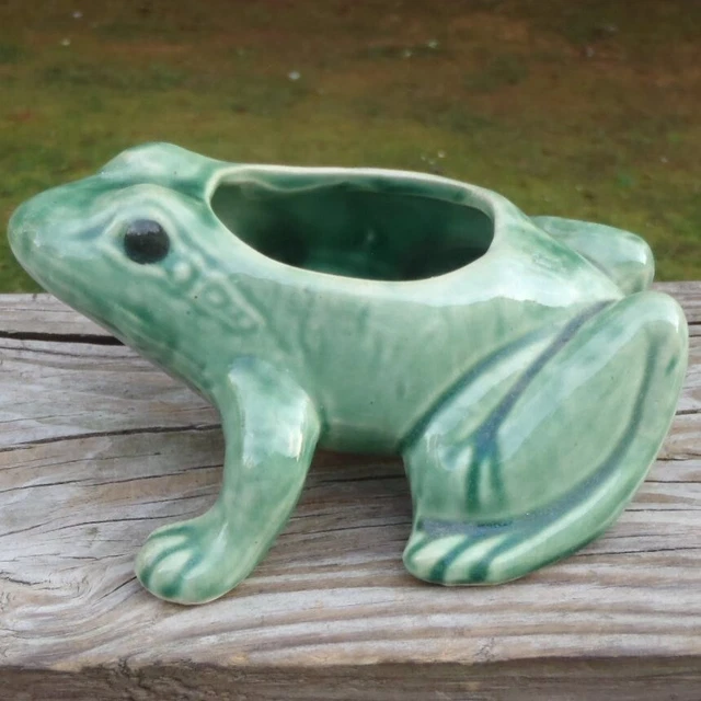 MCM American 1950's Green McCoy Pottery Figural 6" BULLFROG/TOAD PLANTER VGUC MCM American 1950's Green McCoy Pottery Figural 6" BULLFROG/TOAD PLANTER VGUC