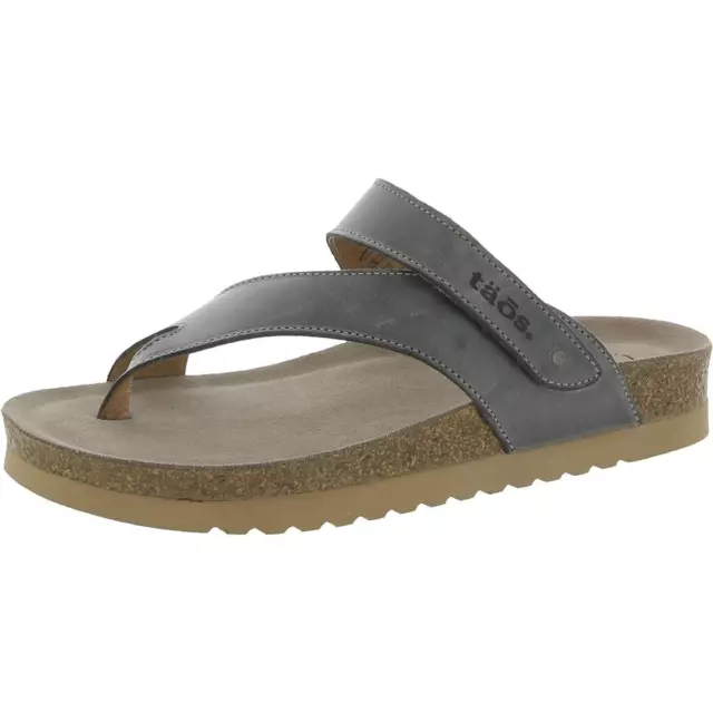 Taos Womens Lola Gray Leather Slide Sandals Shoes 7-7.5 Medium (B,M) BHFO 4489