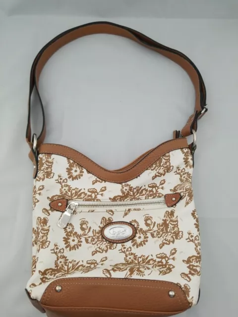 boc Born Concepts Bag Purse Tan Cream Crossbody Shoulder Strap Adjus floral