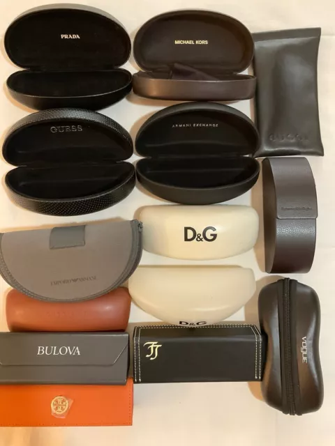 Lot of 14 Eyeglass Sunglass Used Cases ONLY: D&G A|X GUESS BULOVA  PRADA M KORS