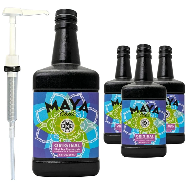 MAYA HERITAGE CHAI, Original Tea Concentrate, 64 Fl Oz, Pack of 4 with