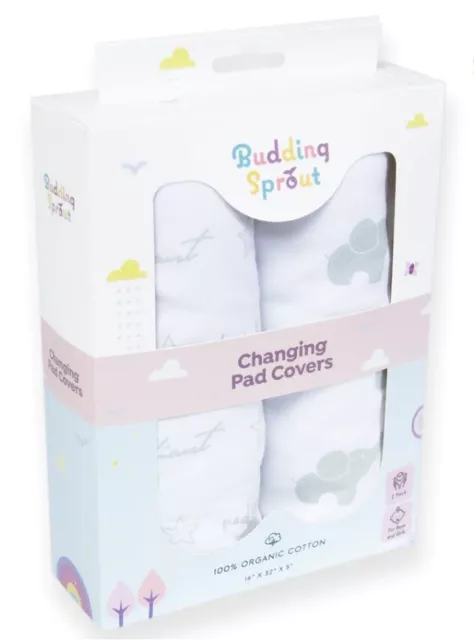 Changing Pad Covers Budding Sprout Pack of 2 Baby Mat Unisex Pattern