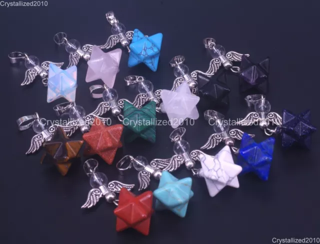 Perline di collana con ciondolo curativo Merkaba Reiki con pietre preziose...