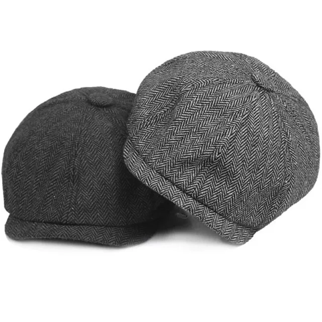 Mens Baker Boy Hat Peaky Newsboy Country Herringbone Flat Cap Winter Ne'yg