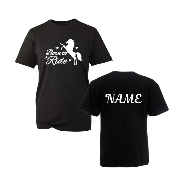 Personalised Your Name Born To Ride T-Shirt, Horse Riding Kids Unisex Tee Top