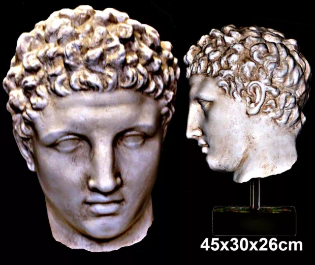 Greek Italian Roman Sculpture Statue Head of Olympian God Hermes. Over Life Size