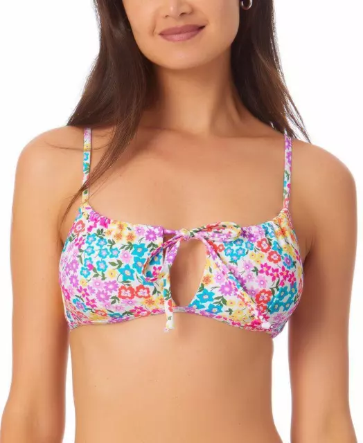 MSRP $20 California Waves Juniors Printed Keyhole Bikini Top Size Medium