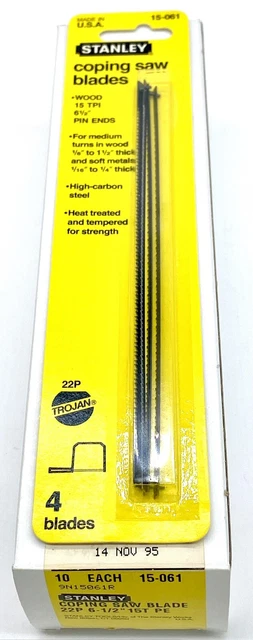 Lot of 40 - Stanley Pin End Coping Saw Blades #15-061 15 TPI 6 1/2"