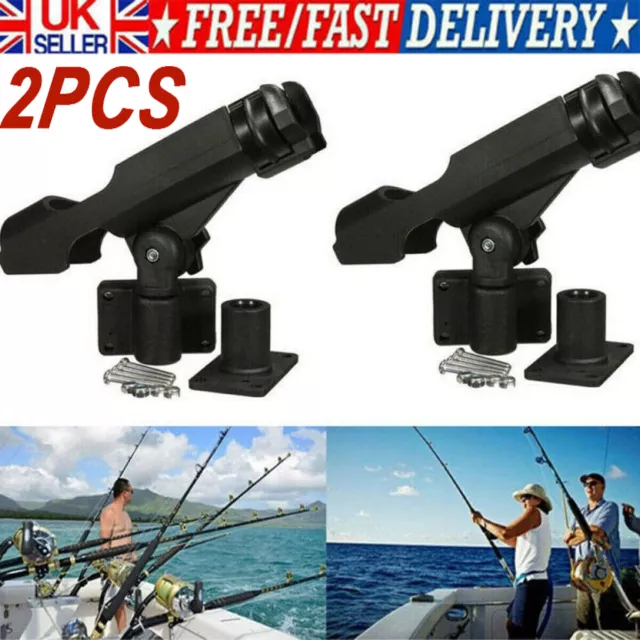 2x Adjustable Fishing Pole Mount Stand Fishing Rod Holders For Kayak Canoe Boat