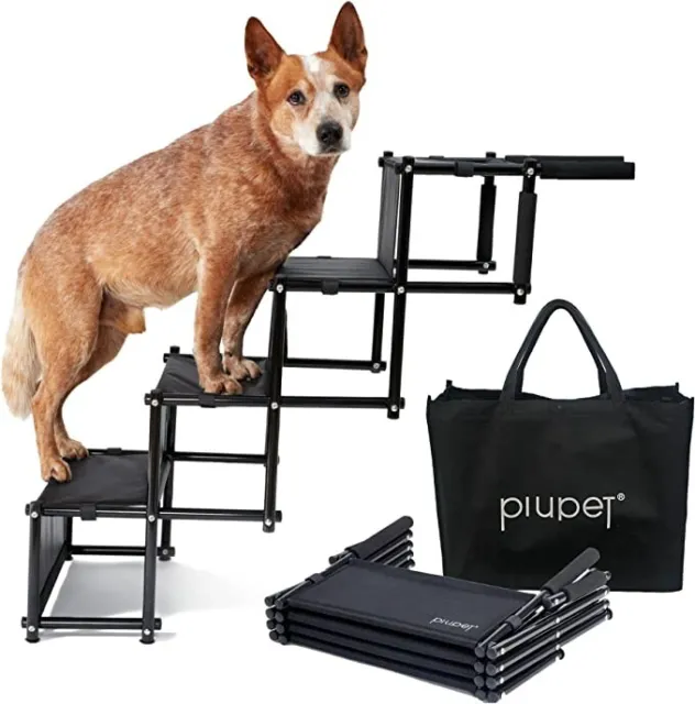 PiuPet® Perro escalones I Cargable hasta 80kg I Rampa para perro para coches I Perro escaleras plegables