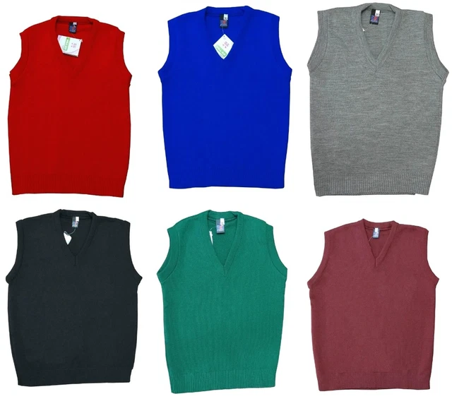 Kids Boys Knitted School Uniform V Neck Tank Top Sleeveless Cardigan Jumper