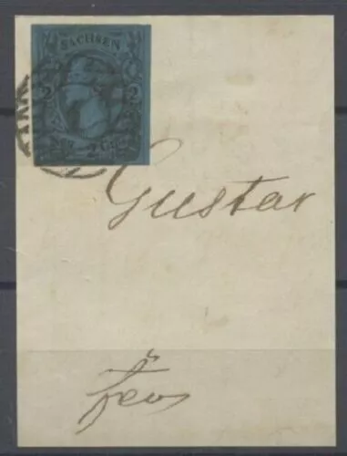 Sachsen 1855 Johann I Michel 10 a 2 Ngr. mit NGS 1 DRESDEN HPA auf Briefteil