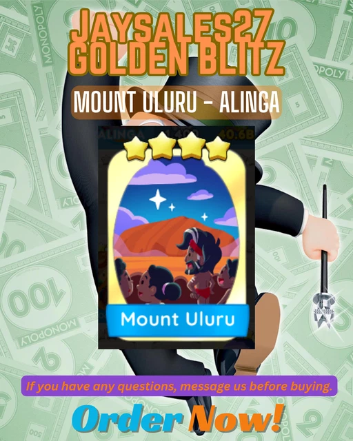 MONOPOLY GO! CARD Mount Uluru Alinga 4 Star ⭐⭐⭐⭐⭐ GOLDEN BLITZ