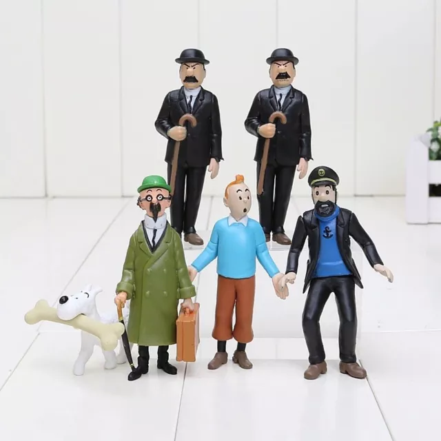 6 Stk Tim und Struppi Figuren Sammlung Tintin Comic Serie Cartoon Doll Figure